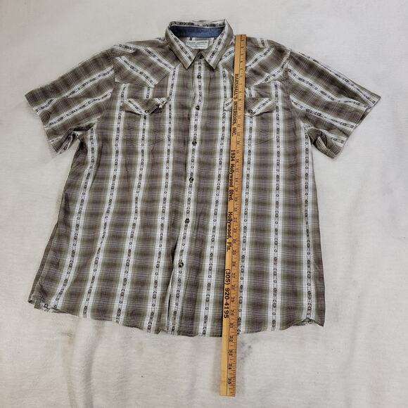Cody James Shirt Mens Size XXL Brown Long Sleeve Pearl Snap Brown Plaid Western - Picture 2 of 16